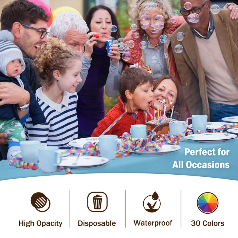Party Solids 6-Pack Premium Plastic Tablecloth 54in. x 108in. Rectangle Plastic Table Cover - Sky Blue - Image 5